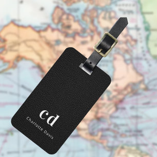 ブラックレザーテクスチャモノグラム ラゲッジタグ