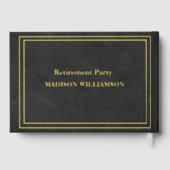 ブラックレザーテクスチャリタイアメントパーティーゴールドフォイル ゲストブック (裏面)