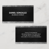 ブラックレザーテクスチャ | グレーグランジトリム 名刺 (正面/裏面)