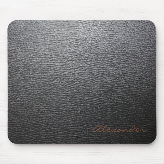 ブラックレザーパターン – カスタムモノグラム マウスパッド (正面)