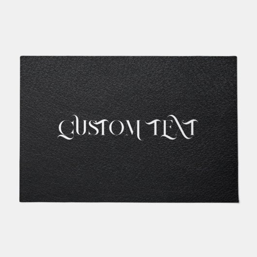 ブラックレザーパーソナライズされた文字ドアマット ドアマット (正面)