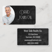 ブラックレザービジネスフォトカード 名刺 (正面/裏面)