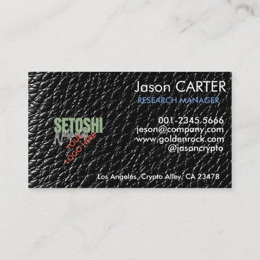 ブラックレザーフェイクはビットコインを受け付けモダンる 名刺 (裏面)