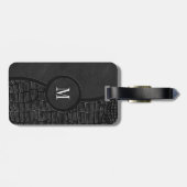 ブラックレザーフェイクアリゲータースキンラグジュアリーモノグラム ラゲッジタグ (裏面横)