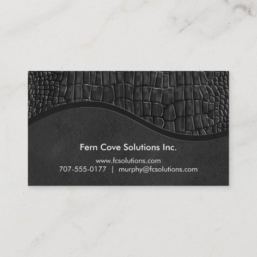 ブラックレザーフェイクアリゲータースキンラグジュアリーモノグラム 名刺 (裏面)