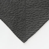 ブラックレザーフェイクキルトパターンヴィンテージルック フリースブランケット (角)