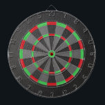 ブラックレザーフェイクテクスチャ ダーツボード<br><div class="desc">赤モダンと緑のアクセントを持つフェイク黒い革のテクスチャープリントを持つトレンディーデザイン。</div>