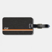 ブラックレザーフェイクモノグラムオレンジバー ラゲッジタグ (裏面横)