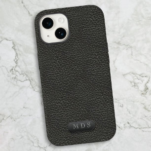 ブラックレザーフェイクルッククラシック iPhone 15ケース