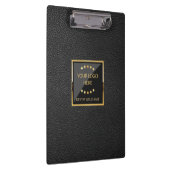 ブラックレザーフェイクロゴパーソナライズされたビジネス クリップボード (右)