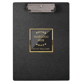 ブラックレザーフェイクロゴパーソナライズされたビジネス クリップボード