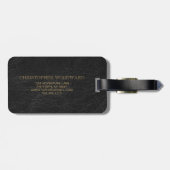 ブラックレザーフェイク金ゴールドサークルモノグラム ラゲッジタグ (裏面横)