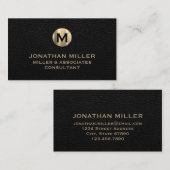 ブラックレザーブラシ金ゴールド 名刺 (正面/裏面)