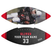 ブラックレザープリントレッドプレイヤー番号チームフォト アメリカンフットボール (パネル)