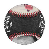 ブラックレザープリント最高のパパ2フォトコラージュ 野球ボール (裏面)