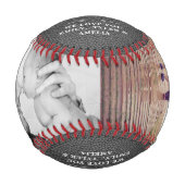 ブラックレザープリント最高のパパ2フォトコラージュ 野球ボール (正面)