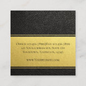 ブラックレザープロフェッショナルエレガント金ゴールド箔 スクエア名刺 (裏面)