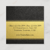 ブラックレザープロフェッショナル金ゴールドフォイル名刺 スクエア名刺 (裏面)