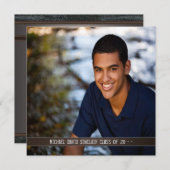 ブラックレザーボーイズ写真卒業発表 招待状 (正面/裏面)