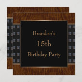 ブラックレザーボーイズ誕生日パーティー 招待状 (正面/裏面)