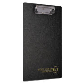 ブラックレザーミニマル文字モノグラカスタムム クリップボード (右)