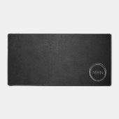 ブラックレザーモダンルックモノグラム デスクマット (正面)