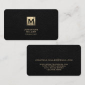 ブラックレザーラグジュアリー金ゴールドモノグラム 名刺 (正面/裏面)