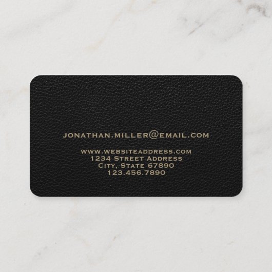 ブラックレザーラグジュアリー金ゴールドモノグラム 名刺 (裏面)