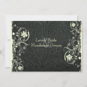 ブラックレザールッククリームレース結婚式招待状 招待状 (裏面)