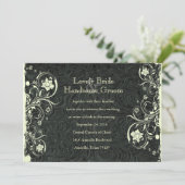 ブラックレザールッククリームレース結婚式招待状 招待状 (スタンド正面)