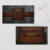 ブラックレザールックブラウンモノグラム 名刺 (正面/裏面)