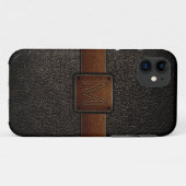 ブラックレザールックブラウンラベル Case-Mate iPhoneケース (裏面(横))