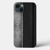 ブラックレザールックメタルバンドモノグラム Case-Mate iPhoneケース (裏面)