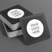 ブラックレザーロゴパーソナライズされた スクエア名刺