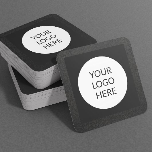 ブラックレザーロゴパーソナライズされた スクエア名刺