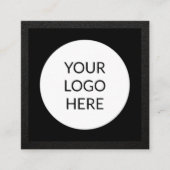 ブラックレザーロゴパーソナライズされた スクエア名刺 (正面)