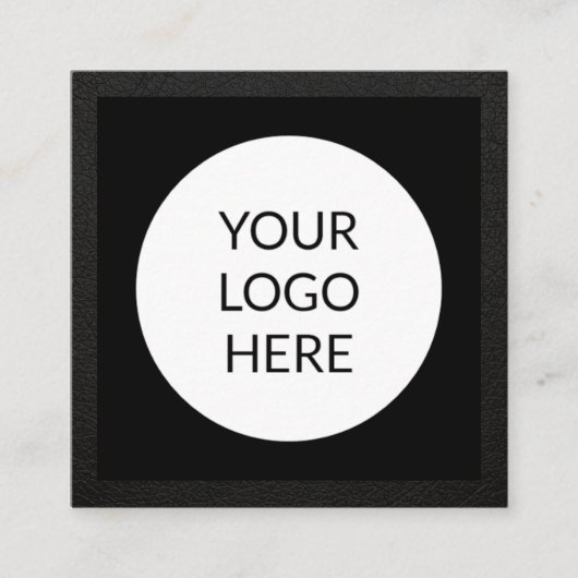 ブラックレザーロゴパーソナライズされた スクエア名刺 (正面)