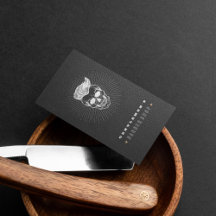 ブラックレザーヴィンテージレトロ理容師ショップスカル