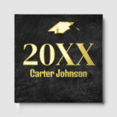 ブラックレザー上の卒業用の金箔 ゲストブック (正面)