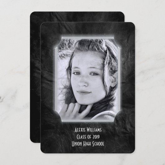 ブラックレザー卒業招待状 招待状 (正面/裏面)