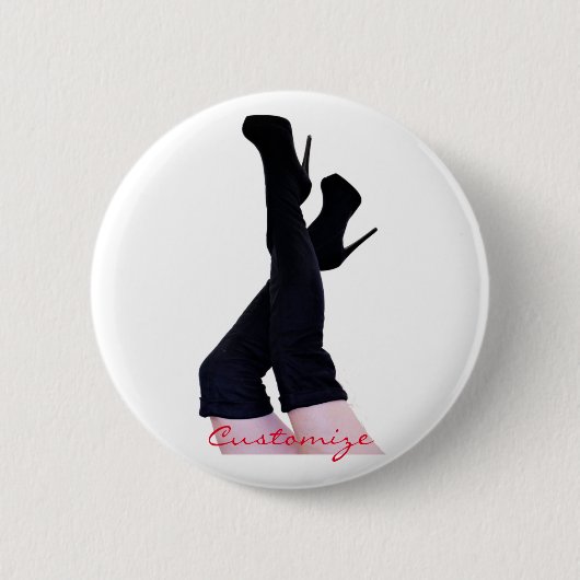 ブラックレザー大腿高ブーツサンダー_コーブ 缶バッジ (正面)