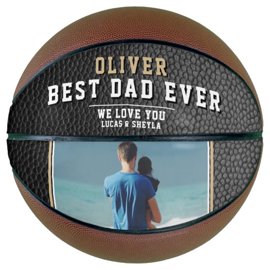 ブラックレザー最高のプリントパパ父の日写真 バスケットボール (正面)