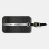 ブラックレザー模造カタツムシキン模様カスタム ラゲッジタグ (正面横)