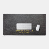 ブラックレザー男らしパーソナライズされた名エレガント前 デスクマット (キーボード&マウス)