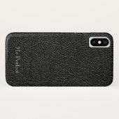 ブラックレザー素晴らしセンスのパーソナル化 Case-Mate iPhoneケース (裏面(横))