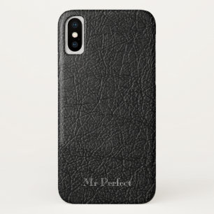 ブラックレザー素晴らしセンスのパーソナル化 iPhone X ケース