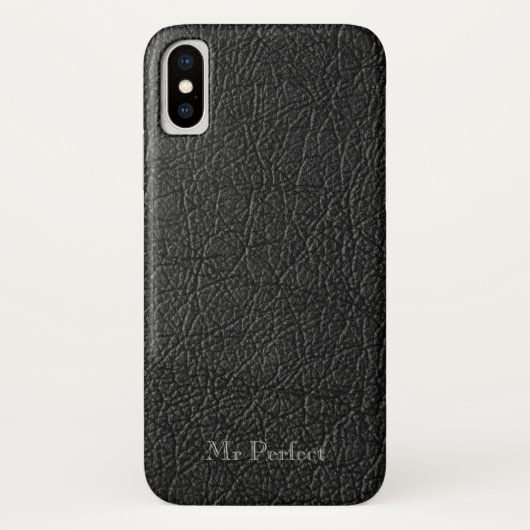 ブラックレザー素晴らしセンスのパーソナル化 Case-Mate iPhoneケース (裏面)