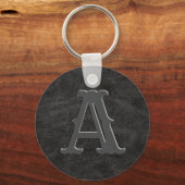 ブラックレザー素朴テクスモノグラムイニシャル キーホルダー (裏面)