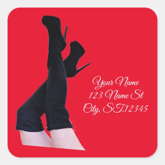 ブラックレザー腿 – ハイブーツThunder_Cove スクエアシール (正面)