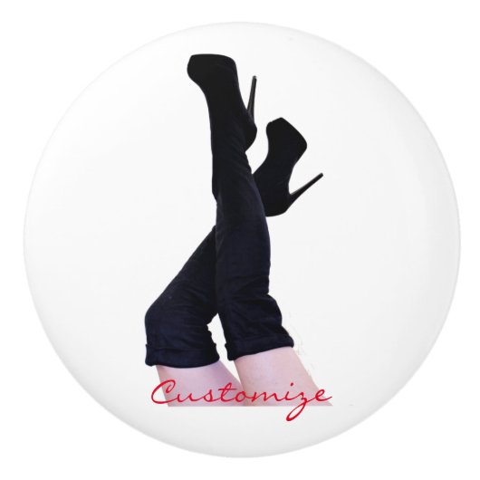 ブラックレザー腿 – ハイブーツThunder_Cove セラミックノブ (正面)